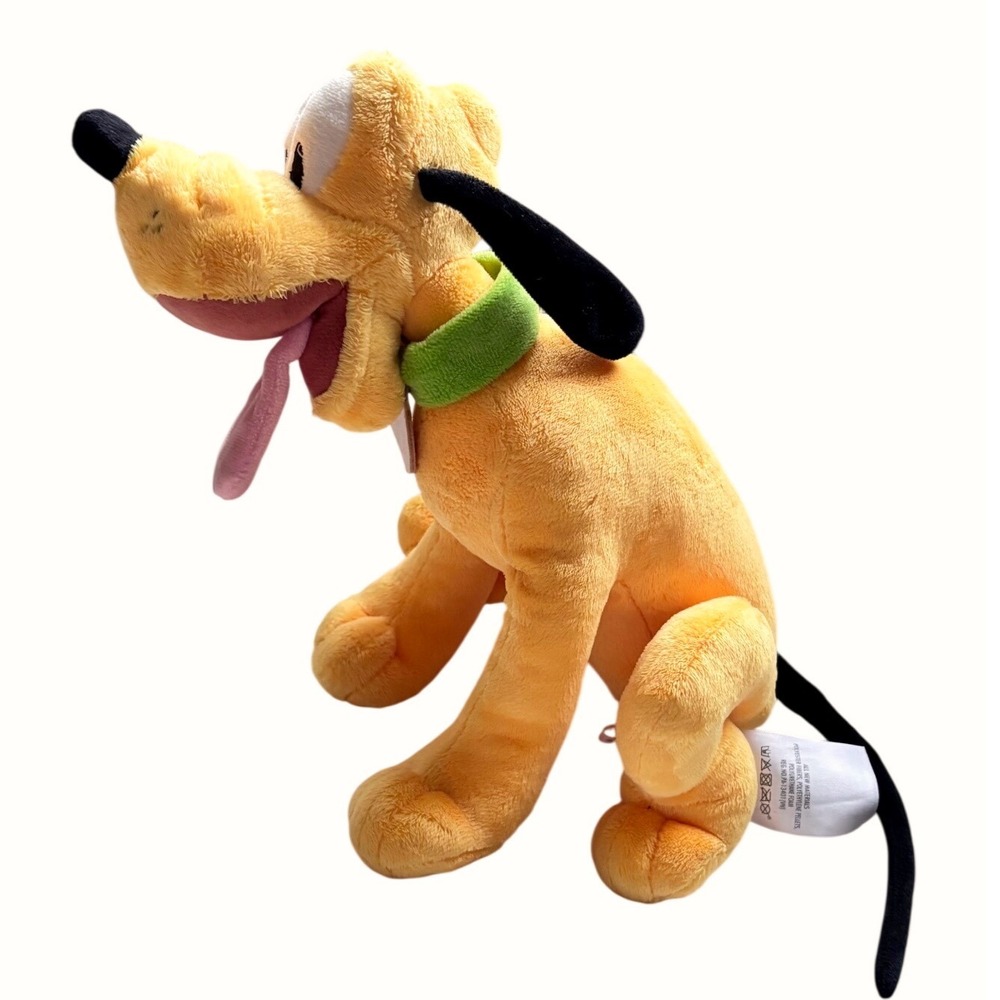 Disney Store Pluto Plush Dog Green Collar Tongue Out Stuffed Animal Mickey - Picture 3 of 5